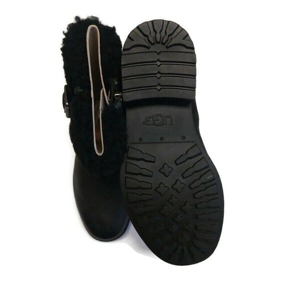 UGG Blayre III Leather Sheepskin Boots Womens Size 5 Waterproof 1095153 Black - Picture 7 of 8